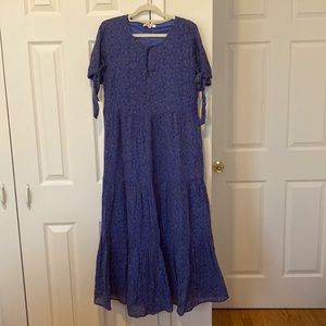 Madewell Tie-Sleeve Tiered Midi Dress in Floral